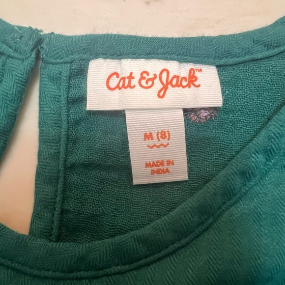 Cat & Jack Green Floral Kids Blouse Sz M - Picture 2 of 6